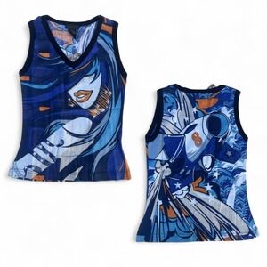 Y2K Deadstock Custo Barcelona Hayes Graphic Tank Top Cami Blouse sz S